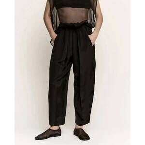 NEW MODERN WEAVING relaxed 3 ply silk trouser in black